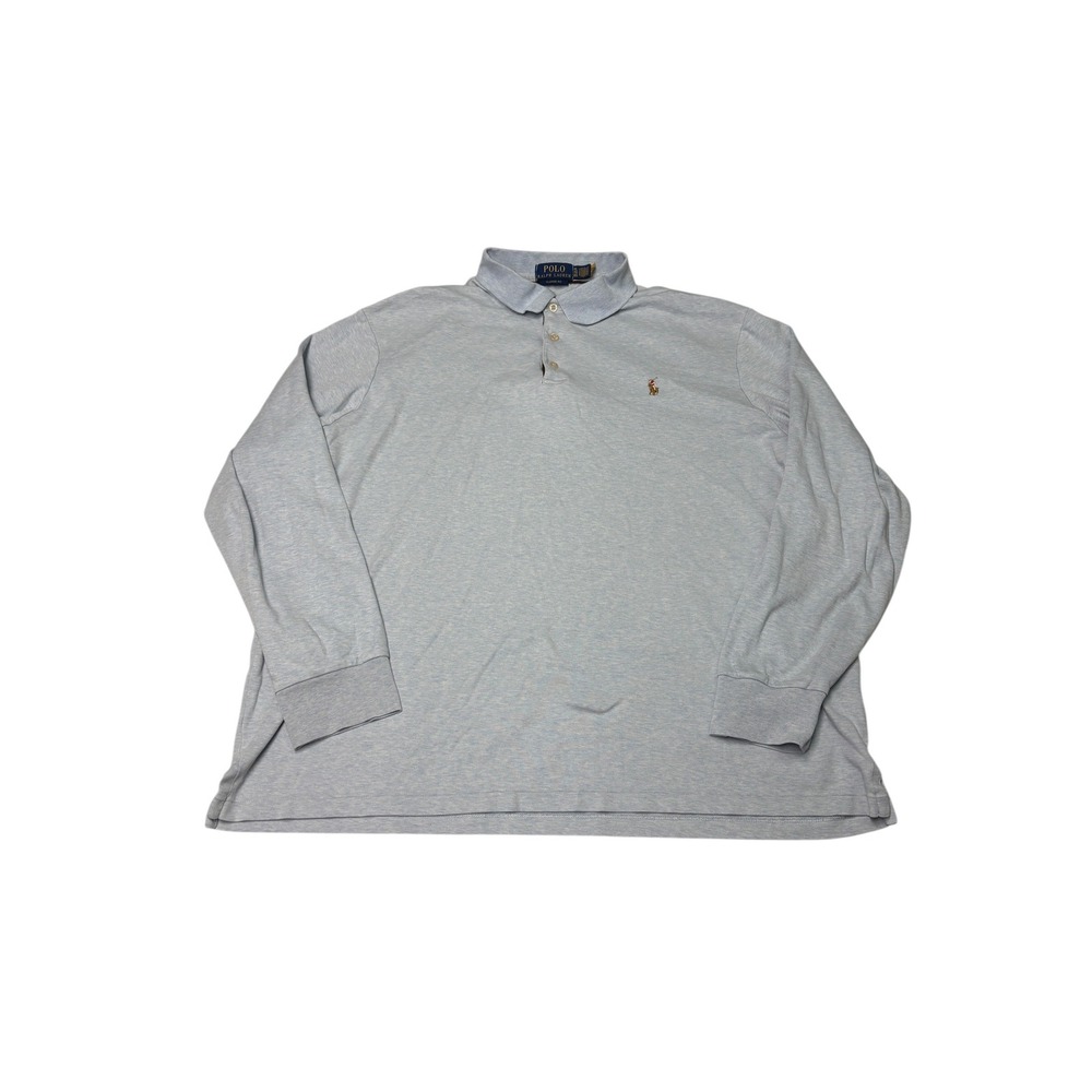 Polo Ralph Lauren Mens XL Classic Fit Long Sleeve Polo Shirt Light Blue Heather